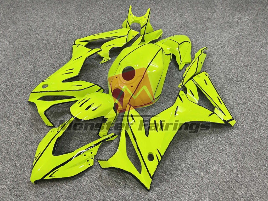 Honda CBR650R custom ABS fairings 2021 - 2023 in Gloss High Vis Yellow With Black - durable replacement kit, Monster Fairings