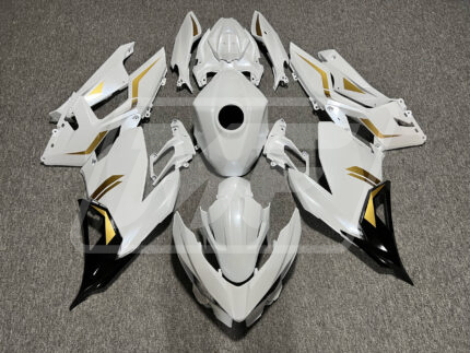 Kawasaki Ninja 400 2018-2024 Gloss Pearl White & Gold With Black ABS Fairings | Monster Fairings
