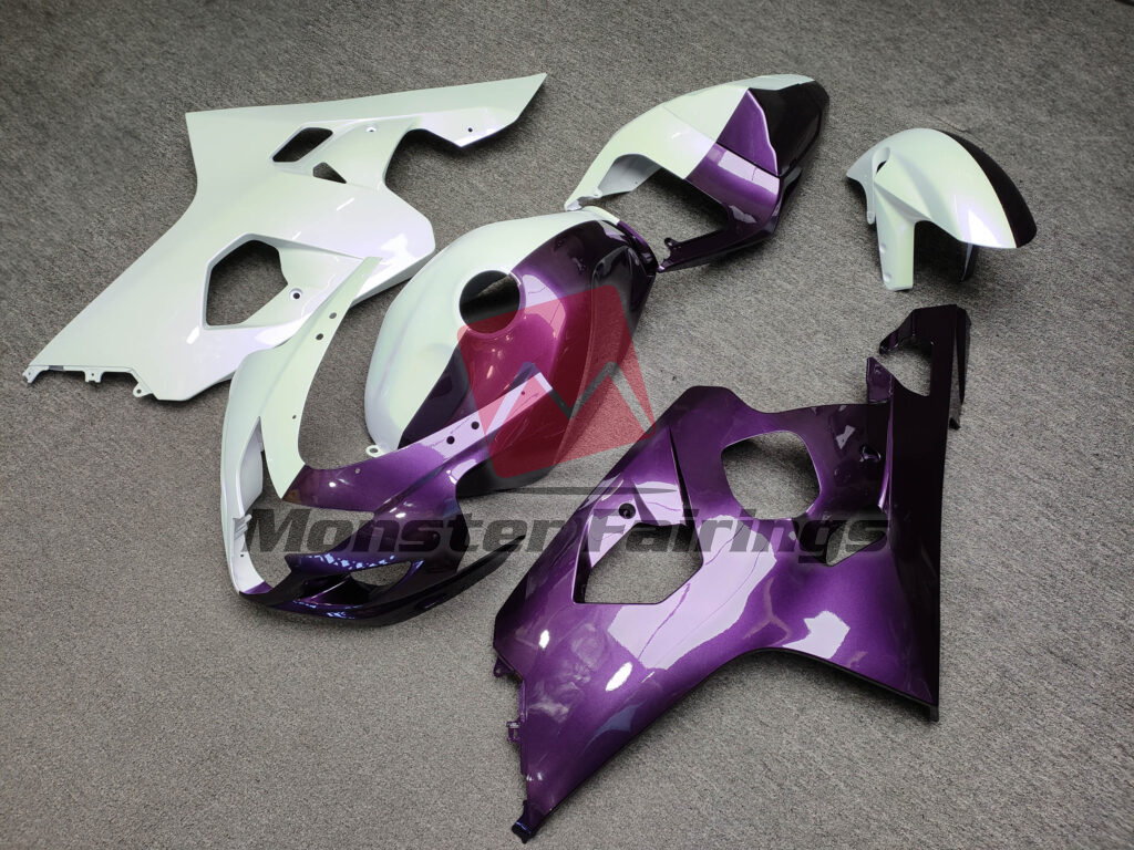 Gloss Purple & White Split ABS fairings for Suzuki GSXR 600 - 750 2004 - 2005 - premium OEM fit kit by Monster Fairings