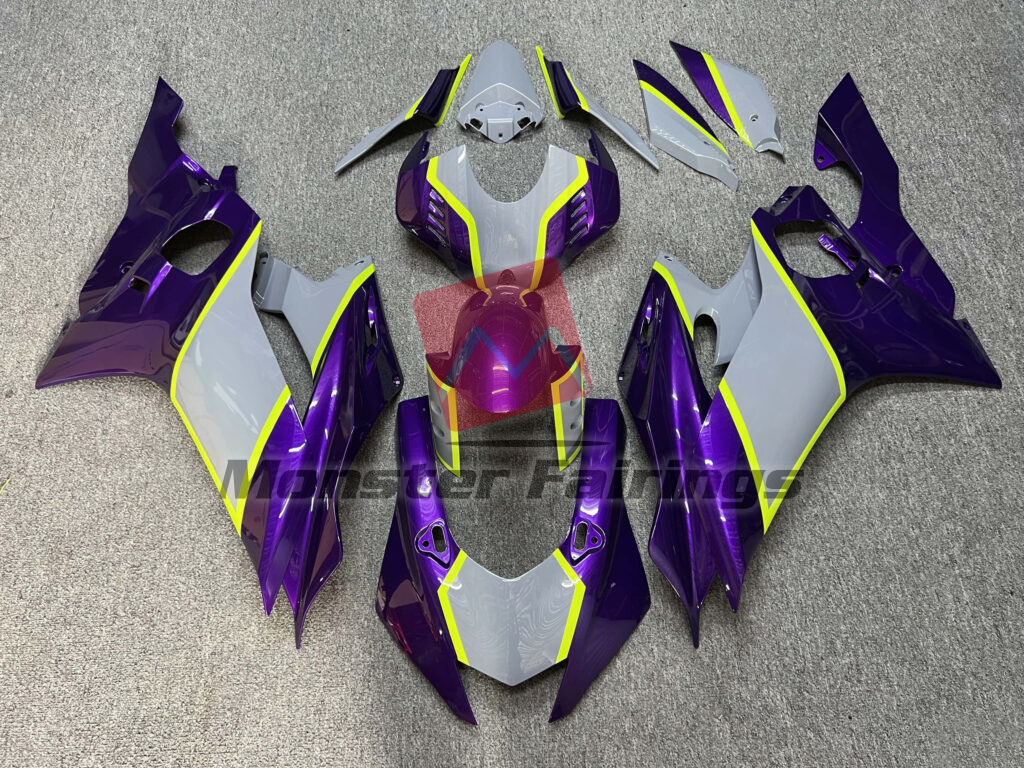 Yamaha R6 2017 - 2022 Gloss Purple & Nardo Gray With High Vis Yellow ABS fairings - custom motorcycle bodywork kit by Monster Fairings