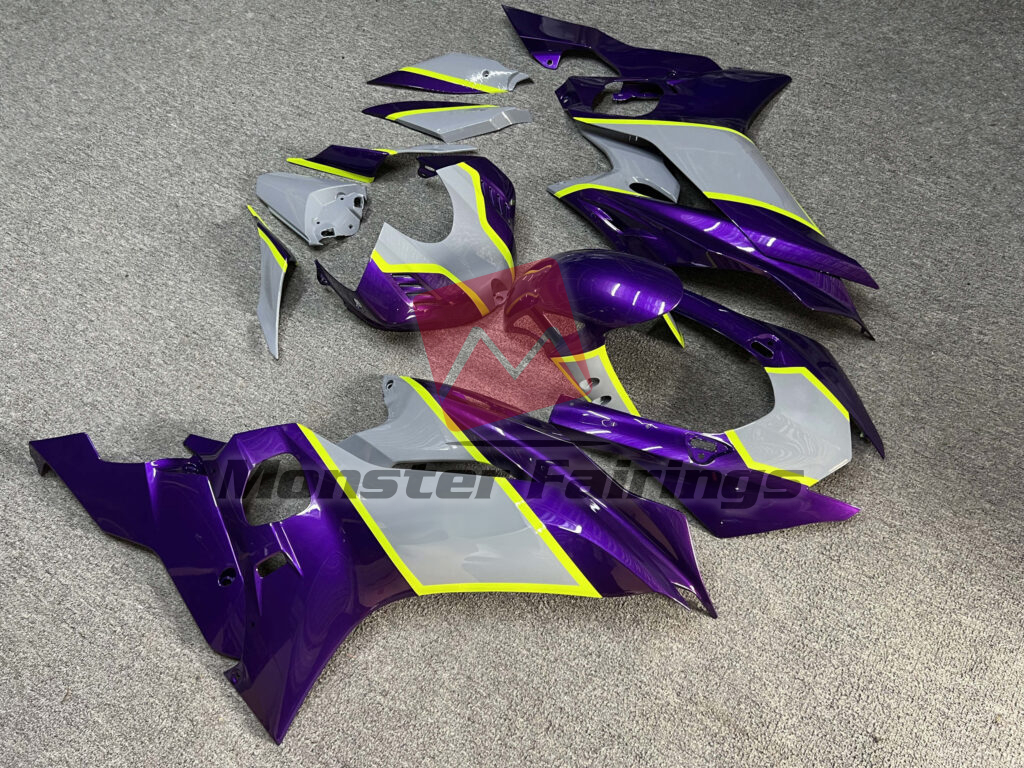 Gloss Purple & Nardo Gray With High Vis Yellow ABS fairings for Yamaha R6 2017 - 2022 - premium OEM fit kit by Monster Fairings