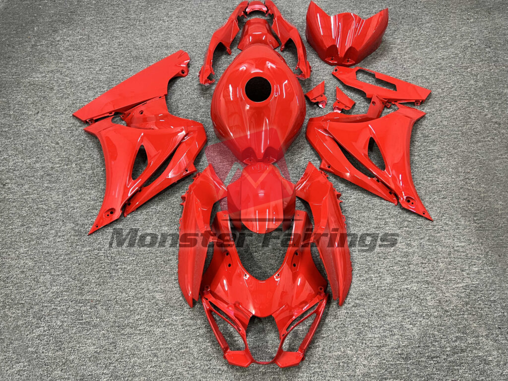 Suzuki GSXR 1000 2017 - 2025 Gloss Red ABS fairings - custom motorcycle bodywork kit by Monster Fairings