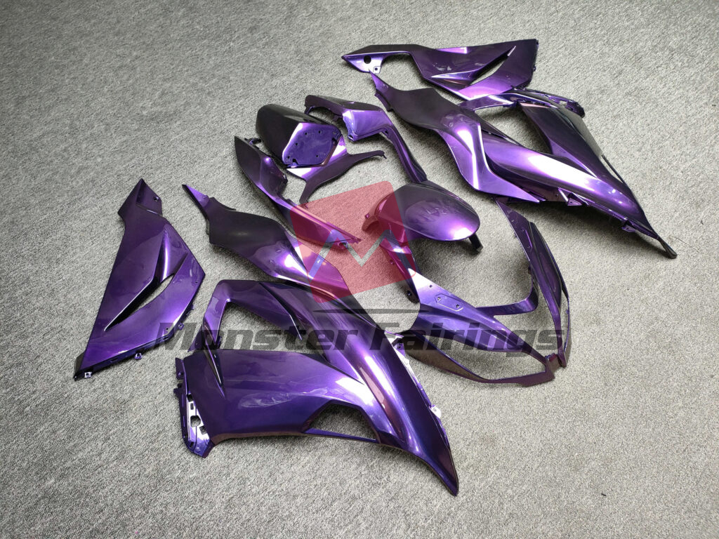 Kawasaki ZX6R custom ABS fairings 2013 - 2018 in Gloss Deep Purple - durable replacement kit, Monster Fairings