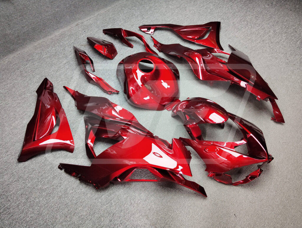 2024 - 2025 Kawasaki ZX6R Gloss Candy Red fairing set - ABS injection, custom painted by Monster Fairings