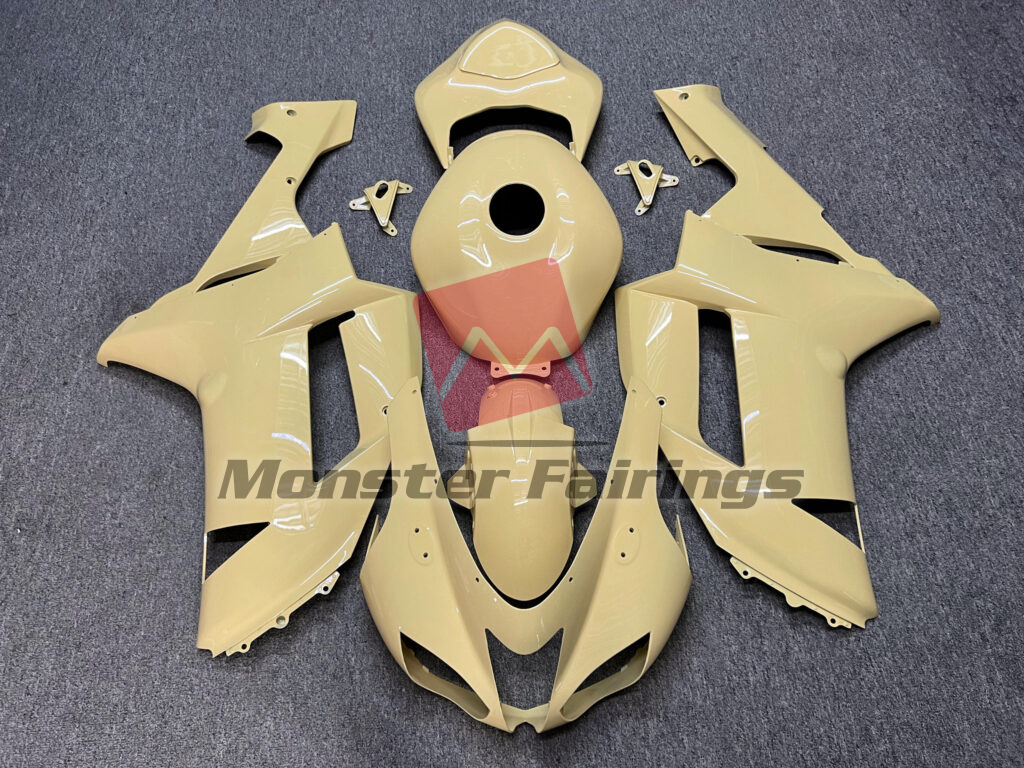 Kawasaki ZX6R 2007 - 2008 Gloss Light Yellow ABS fairings - custom motorcycle bodywork kit by Monster Fairings