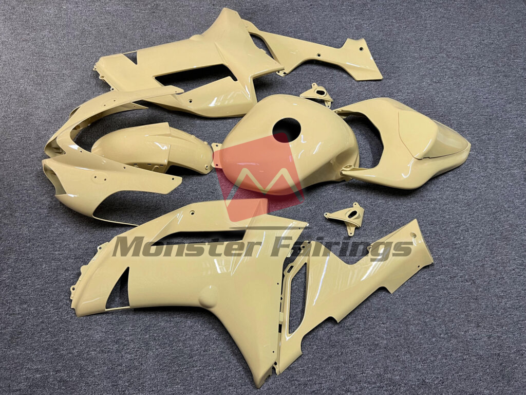 2007 - 2008 Kawasaki ZX6R Gloss Light Yellow fairing set - ABS injection, custom painted by Monster Fairings