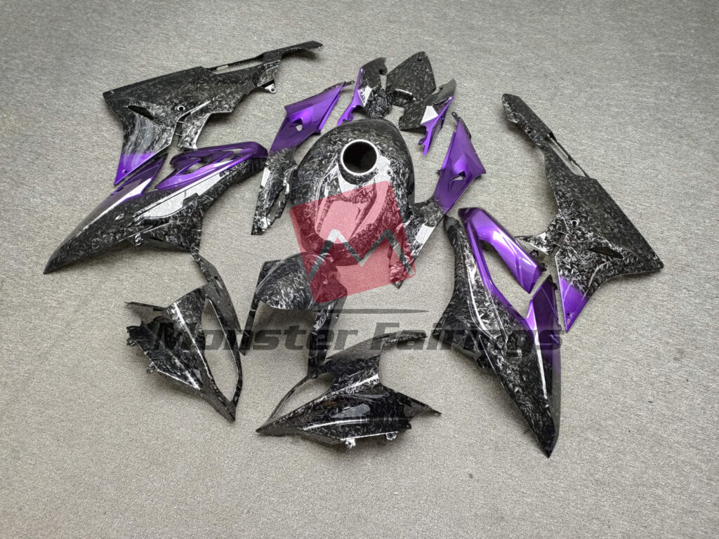 2015 - 2016 BMW S1000RR Gloss Forged Carbon Fiber Style With Purple fairing set - ABS injection, custom painted by Monster Fairings