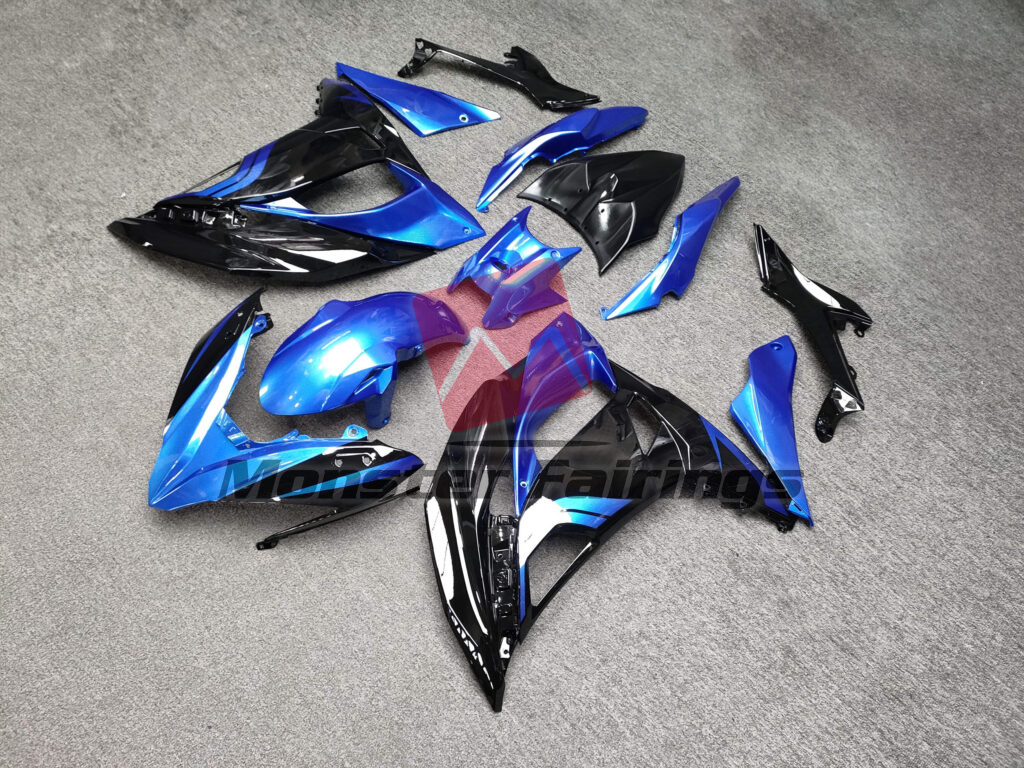 Gloss Black & Electric Blue ABS fairings for Kawasaki Ninja 650R 2017 - 2019 - premium OEM fit kit by Monster Fairings