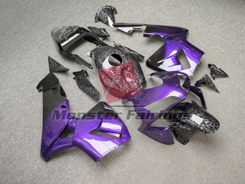 Honda CBR600RR custom ABS fairings 2003 - 2004 in Gloss Purple & Black With Forged Carbon Fiber Style - durable replacement kit, Monster Fairings