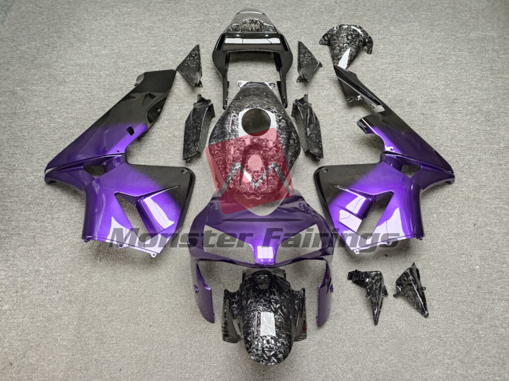 Honda CBR600RR 2003 - 2004 Gloss Purple & Black With Forged Carbon Fiber Style ABS fairings - custom motorcycle bodywork kit by Monster Fairings