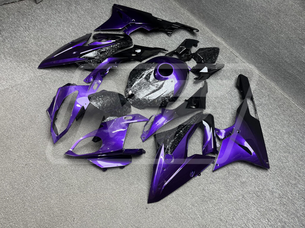 BMW S1000RR custom ABS fairings 2015 - 2016 in Gloss Purple & Black Forged Carbon Fiber - durable replacement kit, Monster Fairings
