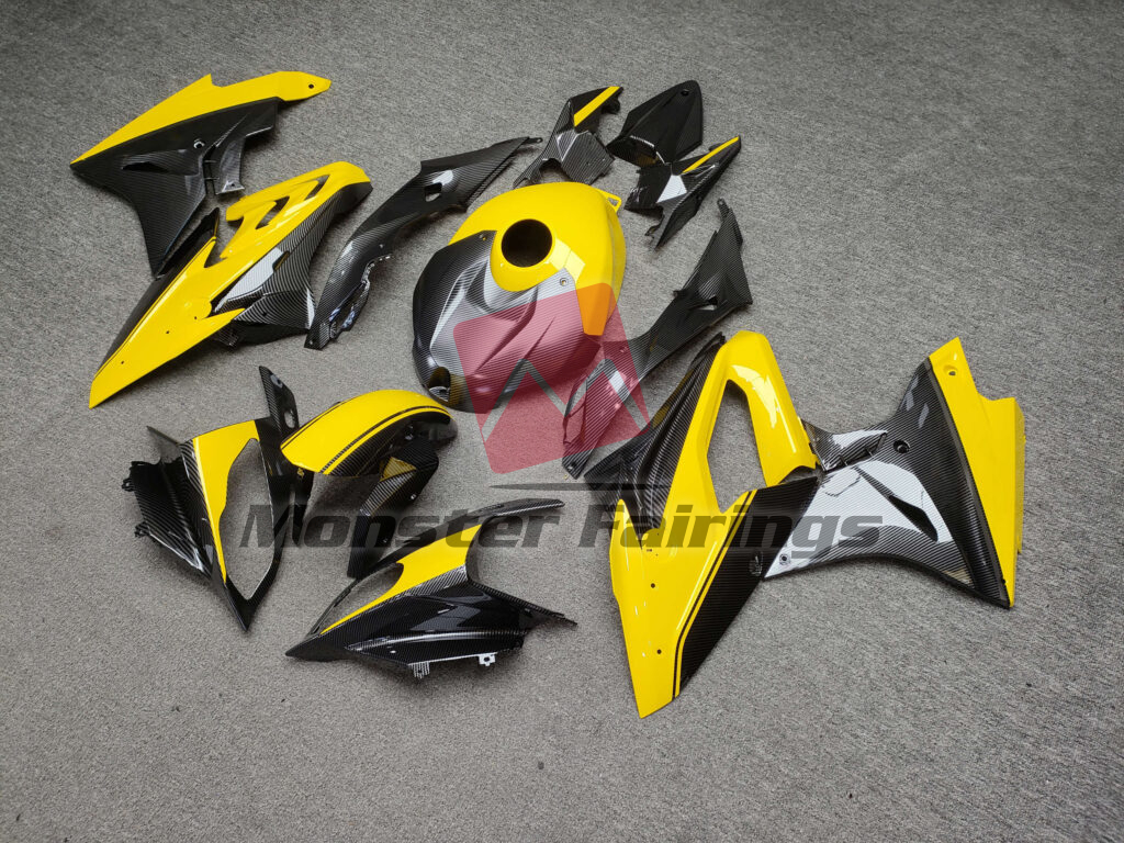 Gloss Yellow With Carbon Fiber Style ABS fairings for BMW S1000RR 2017 - 2018 - premium OEM fit kit by Monster Fairings