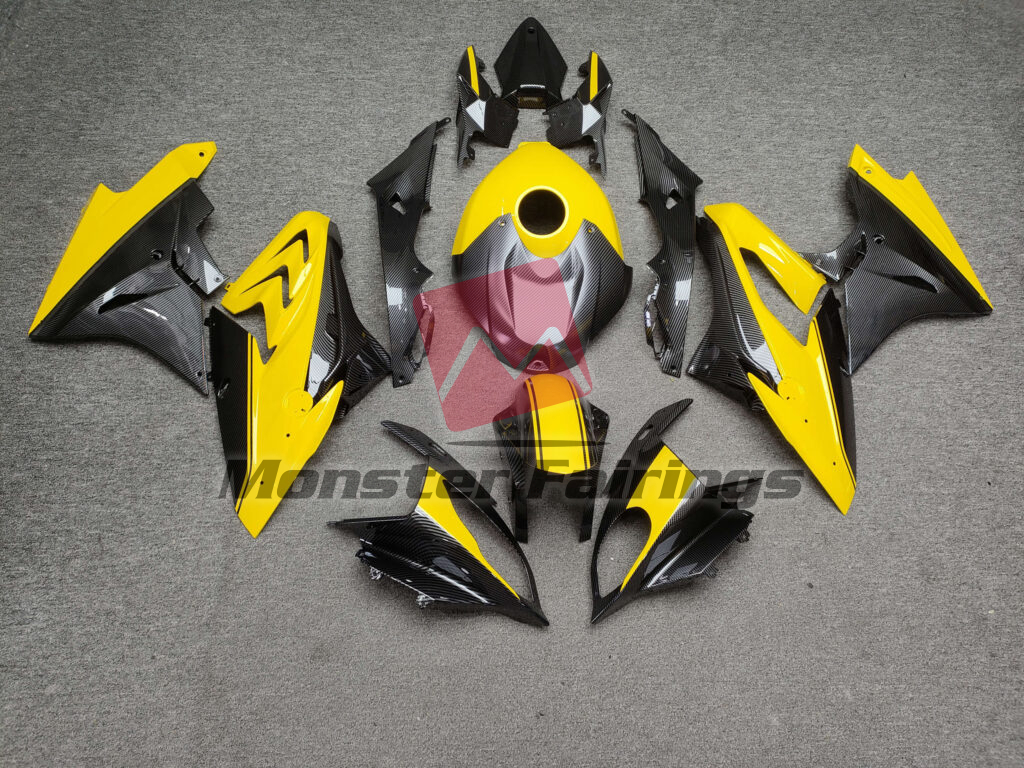 BMW S1000RR 2017 - 2018 Gloss Yellow With Carbon Fiber Style ABS fairings - custom motorcycle bodywork kit by Monster Fairings
