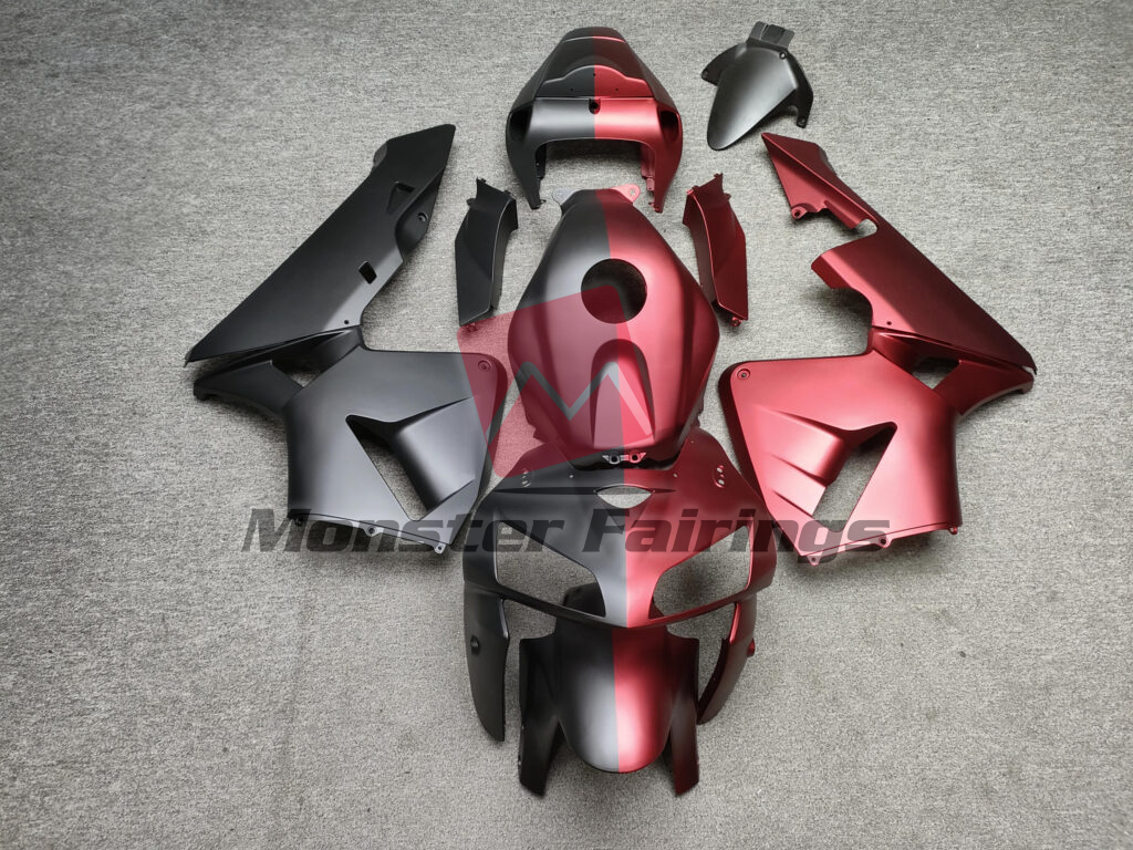 Honda CBR600RR 2005 - 2006 Matte Black & Red Split ABS fairings - custom motorcycle bodywork kit by Monster Fairings