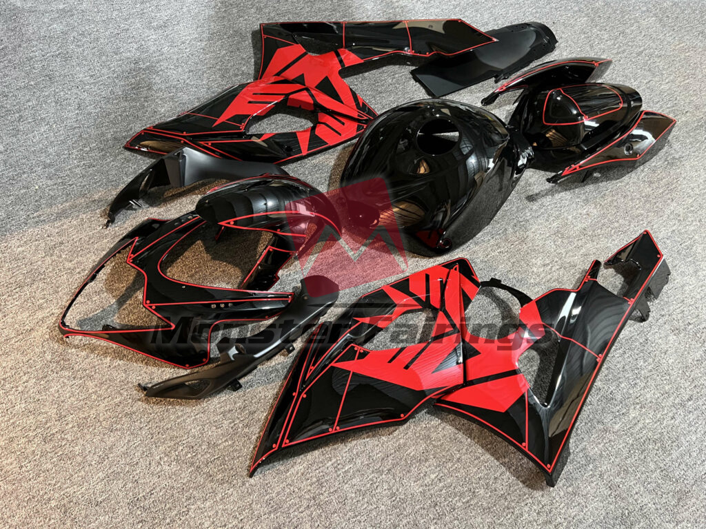 Suzuki GSXR 1000 custom ABS fairings 2005 - 2006 in Gloss Black & Red Decepticon - durable replacement kit, Monster Fairings