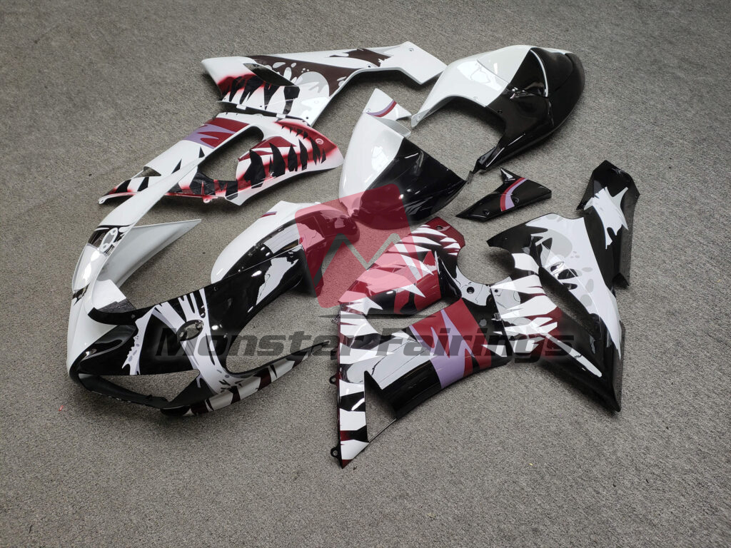 Gloss White & Black Venom Split ABS fairings for Kawasaki ZX6R 2005 - 2006 - premium OEM fit kit by Monster Fairings