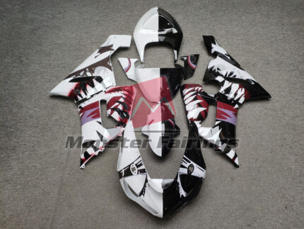 Kawasaki ZX6R 2005 - 2006 Gloss White & Black Venom Split ABS fairings - custom motorcycle bodywork kit by Monster Fairings