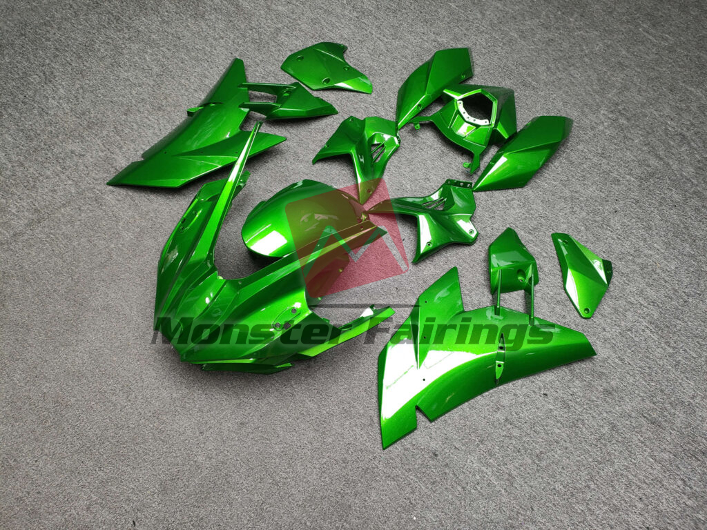 Kawasaki Ninja H2 custom ABS fairings 2015 - 2025 in Gloss Candy Green - durable replacement kit, Monster Fairings