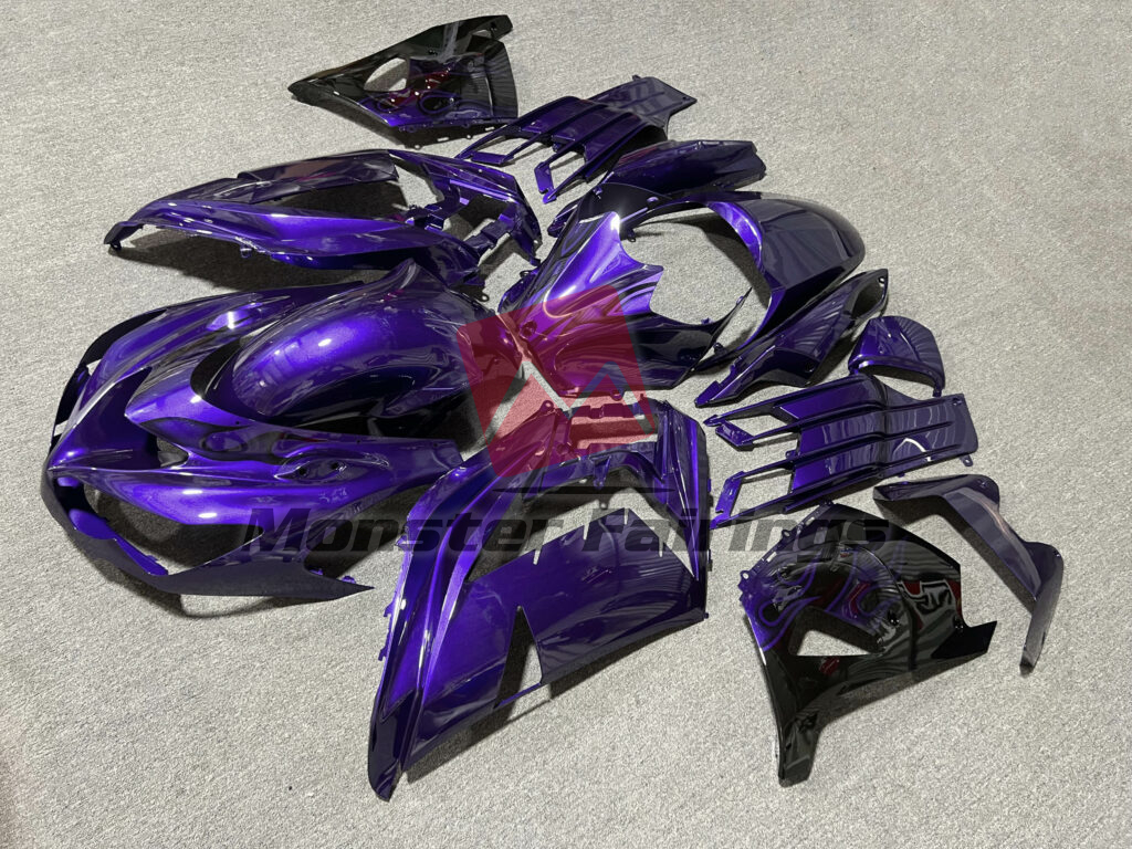 Gloss Deep Purple & Black With Flames ABS fairings for Kawasaki ZX14R 2012 - 2024 - premium OEM fit kit by Monster Fairings