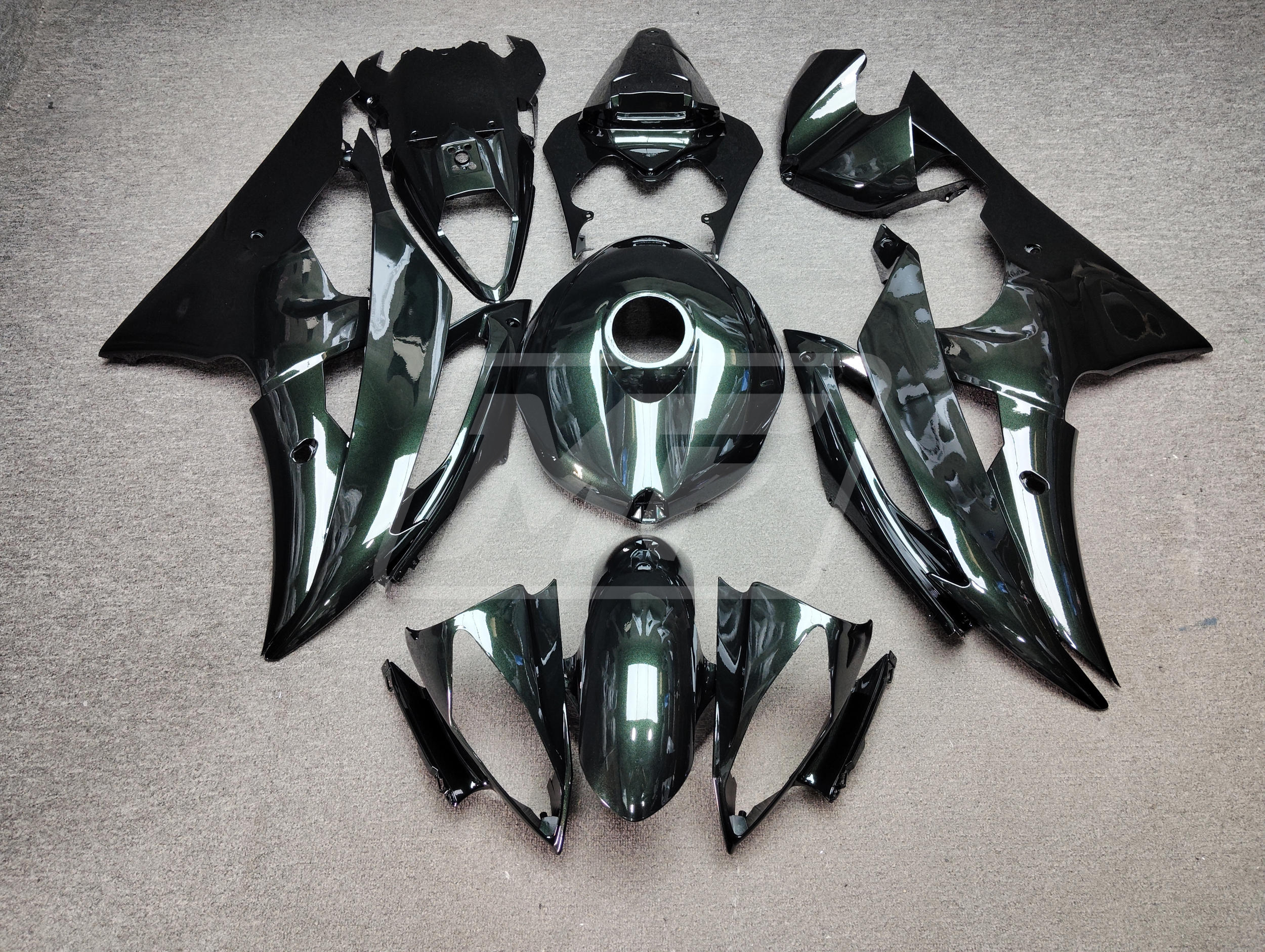 パーツ YAMAHA R6 Yamaha R6 2008-2016 Gloss Dark Green ABS Fairings | Monster Fairings