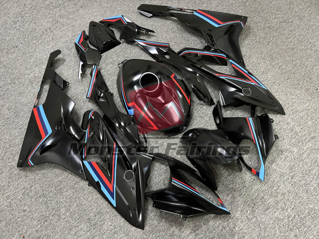 Matte Black With Blue & Red ABS fairings for BMW S1000RR 2015 - 2016 - premium OEM fit kit by Monster Fairings