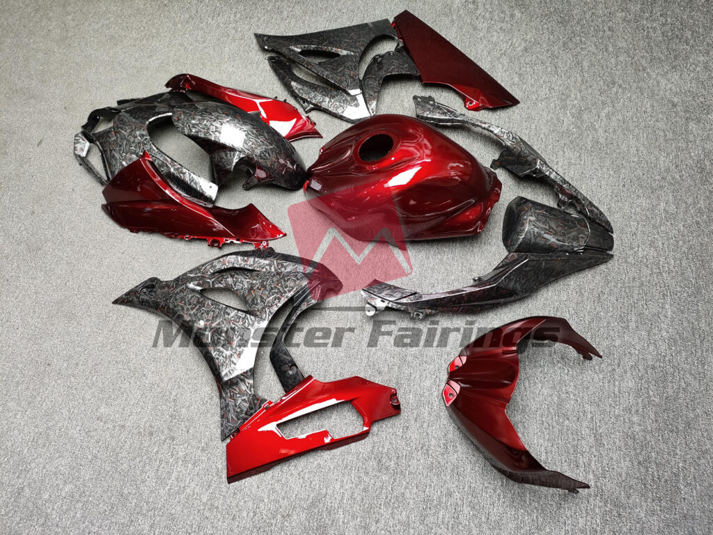 Monster Fairings ABS fairing kit for Suzuki GSXR 1000 2017 - 2025 - Gloss Forged Carbon Fiber Style With Candy Red, precise OEM fit