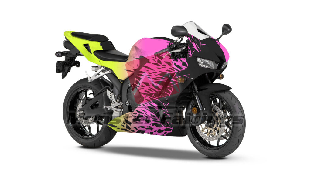 Gloss Pink & Black With High Vis Yellow Shattered Split ABS fairings for Honda CBR600RR 2013 - 2025 - premium OEM fit kit by Monster Fairings