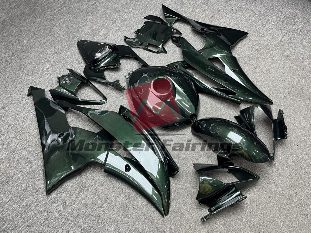 Yamaha R6 custom ABS fairings 2008 - 2016 in Gloss Dark Green - durable replacement kit, Monster Fairings