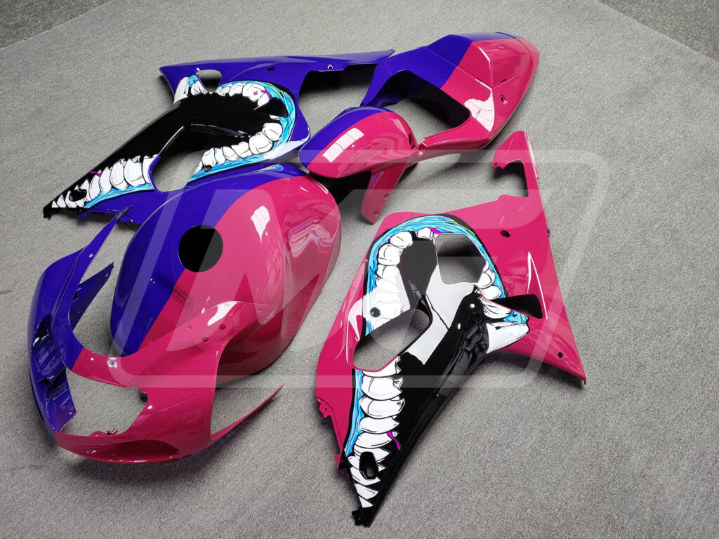 Suzuki GSXR 600 - 750 custom ABS fairings 2001 - 2003 in Gloss Purple & Pink Monster Split - durable replacement kit, Monster Fairings