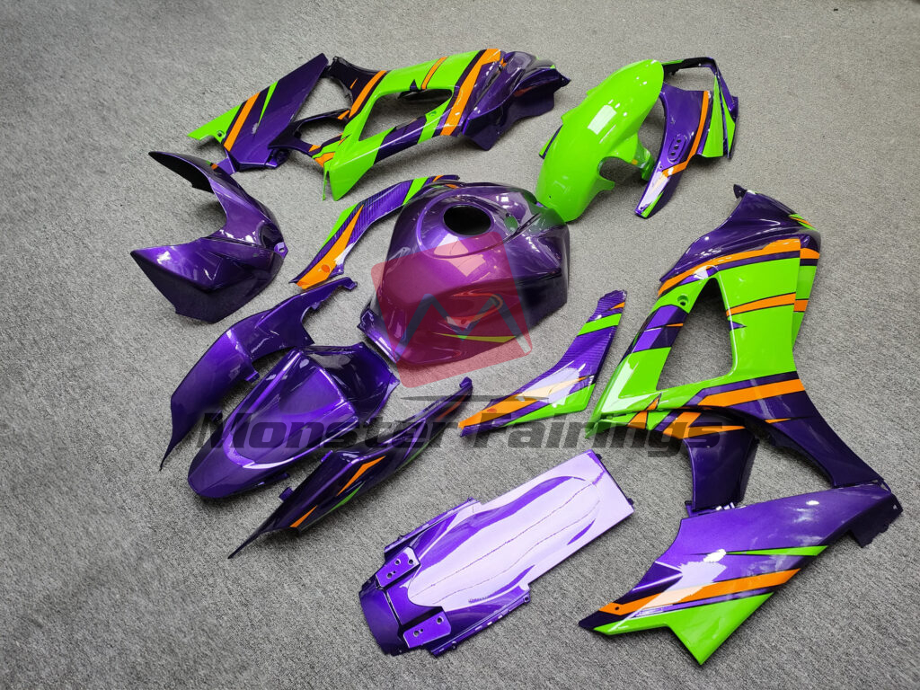 Monster Fairings ABS fairing kit for Suzuki GSXR 1000 2007 - 2008 - Gloss Green & Purple With Orange, precise OEM fit