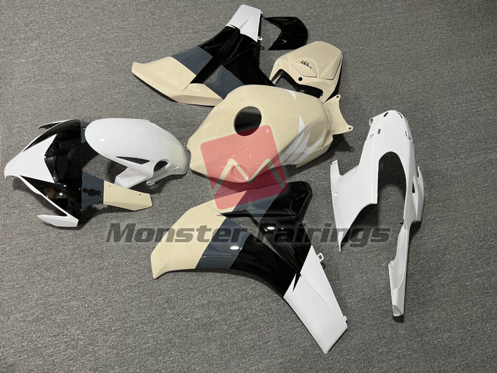 2008 - 2011 Honda CBR1000RR Gloss Desert Tan, Black With White & Nardo Gray fairing set - ABS injection, custom painted by Monster Fairings