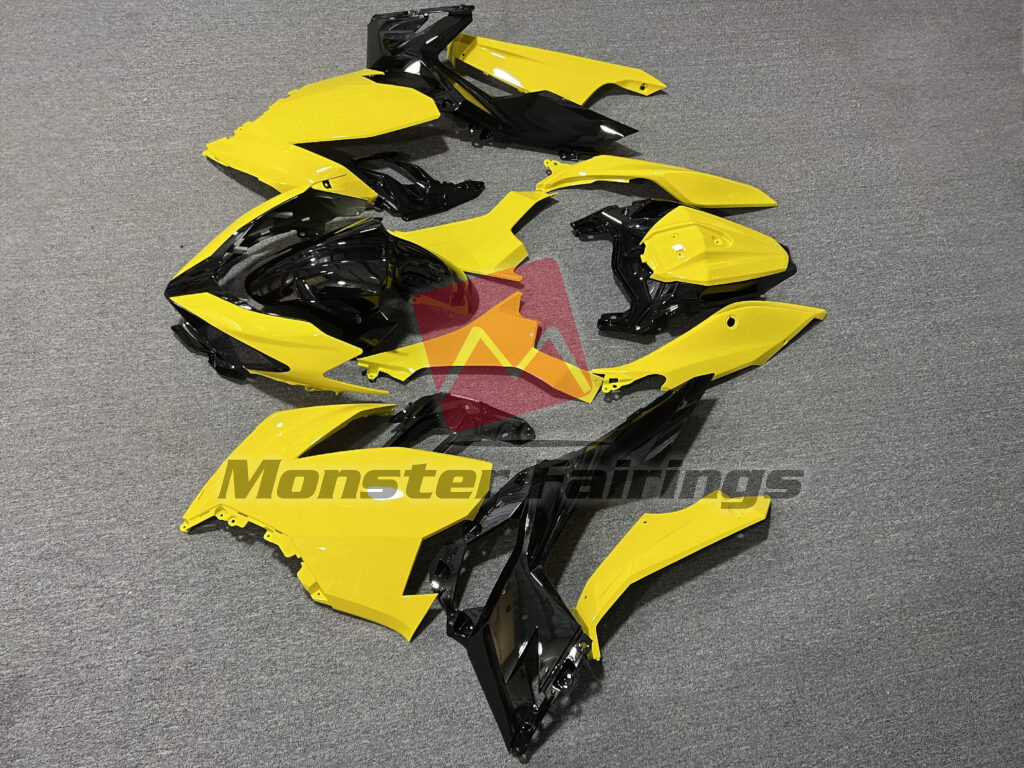 2018 - 2024 Kawasaki Ninja 400 Gloss Yellow & Black fairing set - ABS injection, custom painted by Monster Fairings