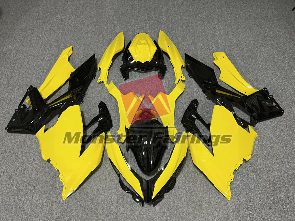 Kawasaki Ninja 400 2018 - 2024 Gloss Yellow & Black ABS fairings - custom motorcycle bodywork kit by Monster Fairings