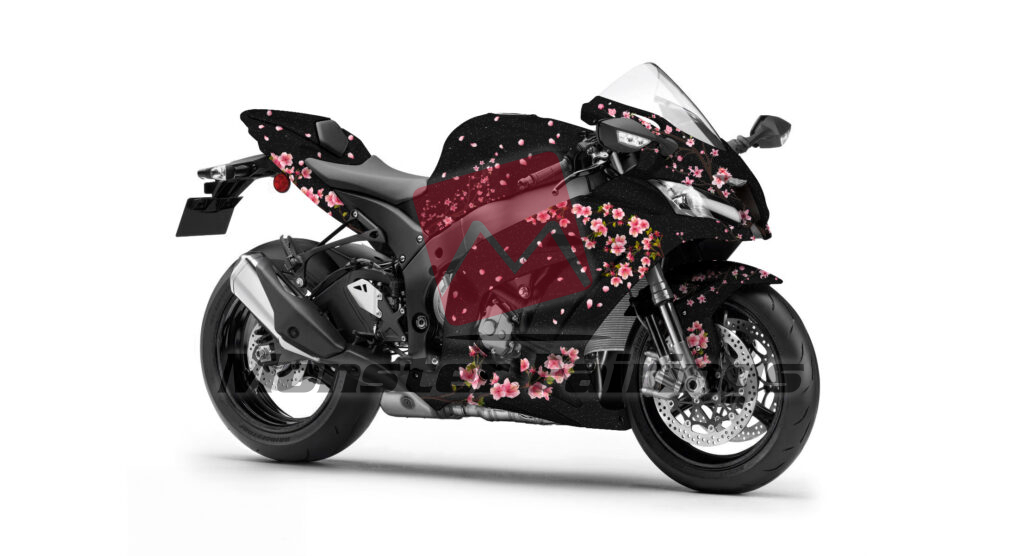 Gloss Metallic Black Cherry Blossom ABS fairings for Kawasaki ZX10R 2016 - 2020 - premium OEM fit kit by Monster Fairings