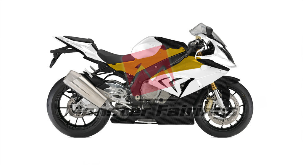Gloss White & Gold With Carbon Fiber Style ABS fairings for BMW S1000RR 2009 - 2014 - premium OEM fit kit by Monster Fairings