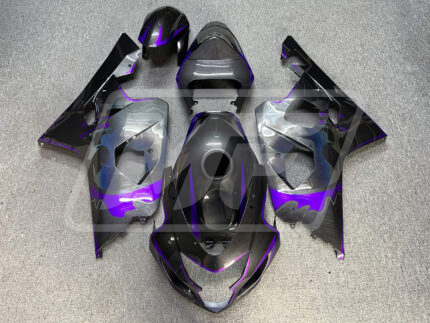 Suzuki GSXR 600-750 2004-2005 Gloss Metallic Black & Purple With Custom Skull ABS Fairings | Monster Fairings