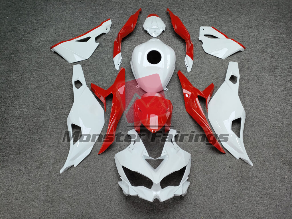 Kawasaki ZX - 4RR 2020 - 2024 Gloss White & Red ABS fairings - custom motorcycle bodywork kit by Monster Fairings