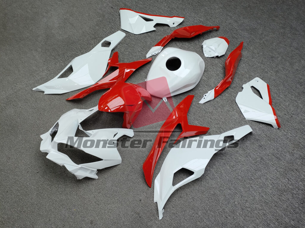 2020 - 2024 Kawasaki ZX - 4RR Gloss White & Red fairing set - ABS injection, custom painted by Monster Fairings