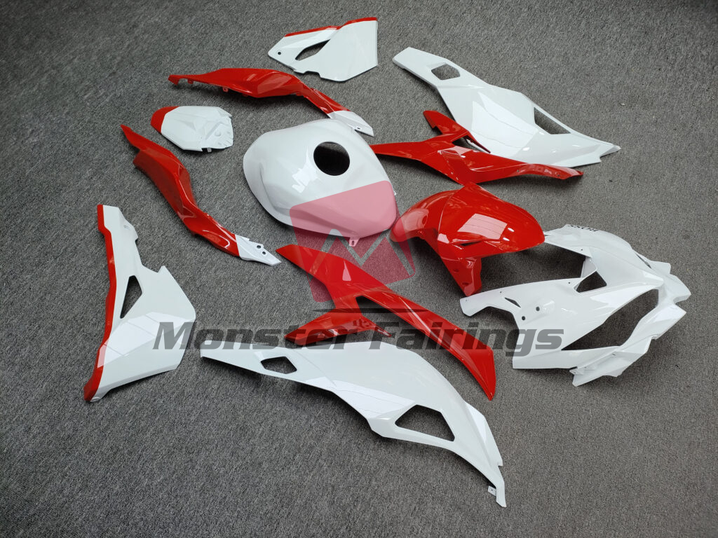 Kawasaki ZX - 4RR custom ABS fairings 2020 - 2024 in Gloss White & Red - durable replacement kit, Monster Fairings