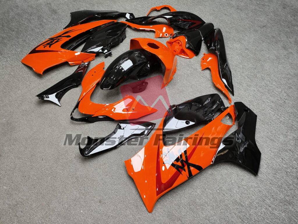 2021 - 2025 Suzuki GSXR 1300 Gloss Black & Orange fairing set - ABS injection, custom painted by Monster Fairings