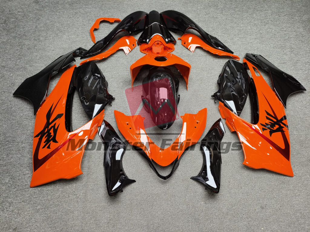 Suzuki GSXR 1300 2021 - 2025 Gloss Black & Orange ABS fairings - custom motorcycle bodywork kit by Monster Fairings