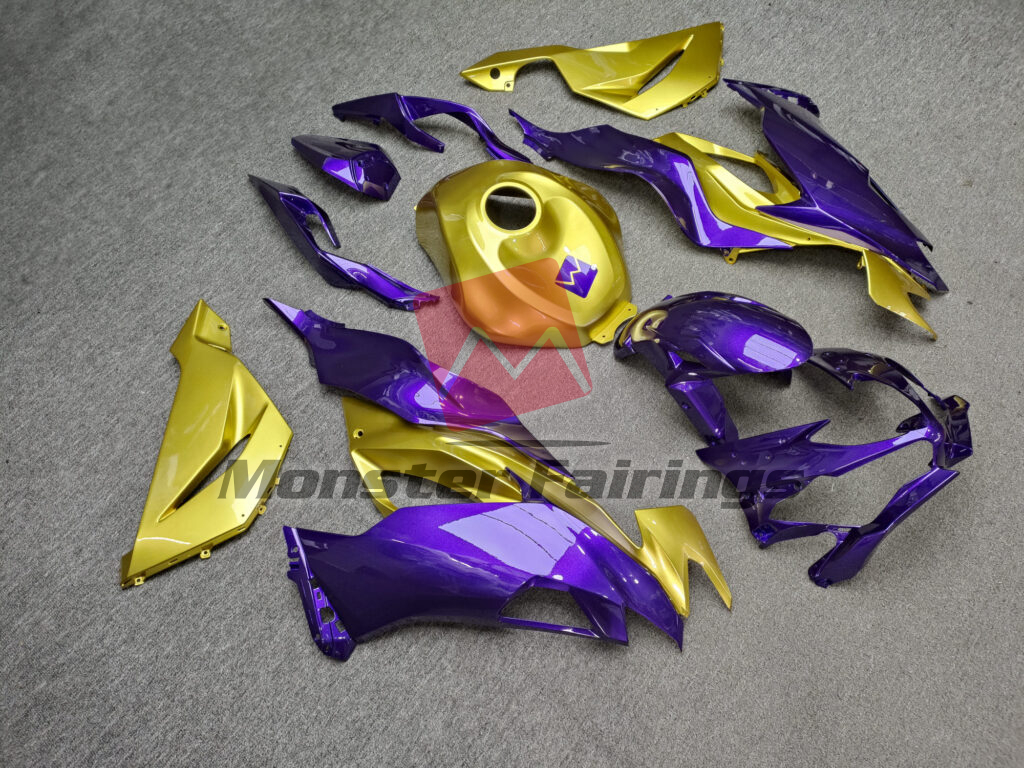 Gloss Deep Purple & Gold ABS fairings for Kawasaki ZX6R 2019 - 2023 - premium OEM fit kit by Monster Fairings