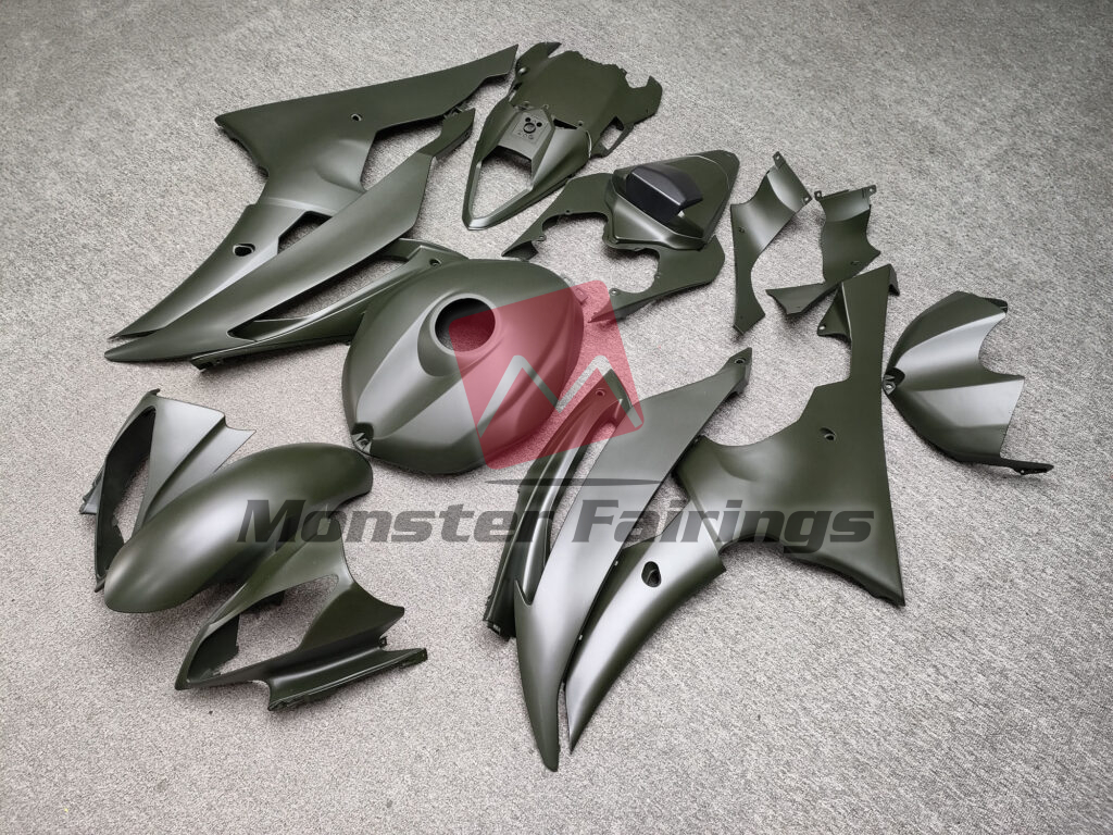 Yamaha R6 custom ABS fairings 2008 - 2016 in Matte Military Green - durable replacement kit, Monster Fairings