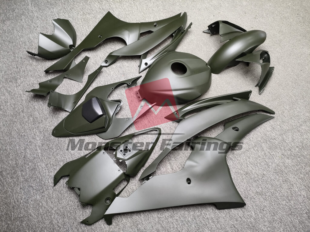 2008 - 2016 Yamaha R6 Matte Military Green fairing set - ABS injection, custom painted by Monster Fairings