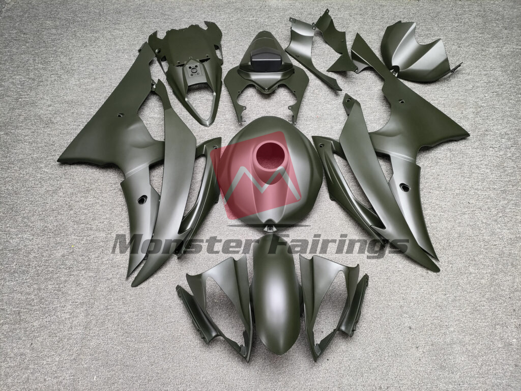 Yamaha R6 2008 - 2016 Matte Military Green ABS fairings - custom motorcycle bodywork kit by Monster Fairings
