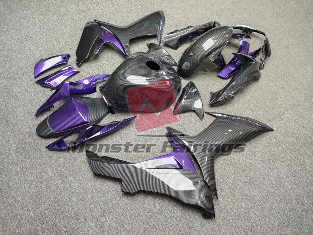Monster Fairings ABS fairing kit for Suzuki GSXR 600 - 750 2011 - 2025 - Gloss Carbon Fiber Style With Purple, precise OEM fit
