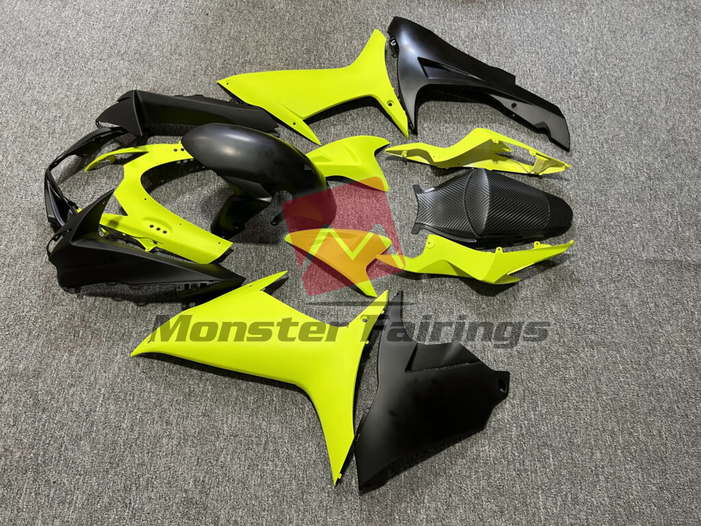 2011 - 2025 Suzuki GSXR 600 - 750 Matte High Vis Yellow & Black fairing set - ABS injection, custom painted by Monster Fairings