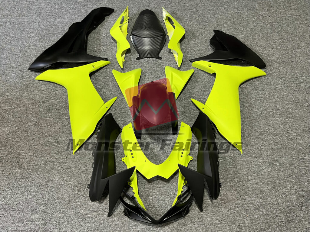 Suzuki GSXR 600 - 750 2011 - 2025 Matte High Vis Yellow & Black ABS fairings - custom motorcycle bodywork kit by Monster Fairings
