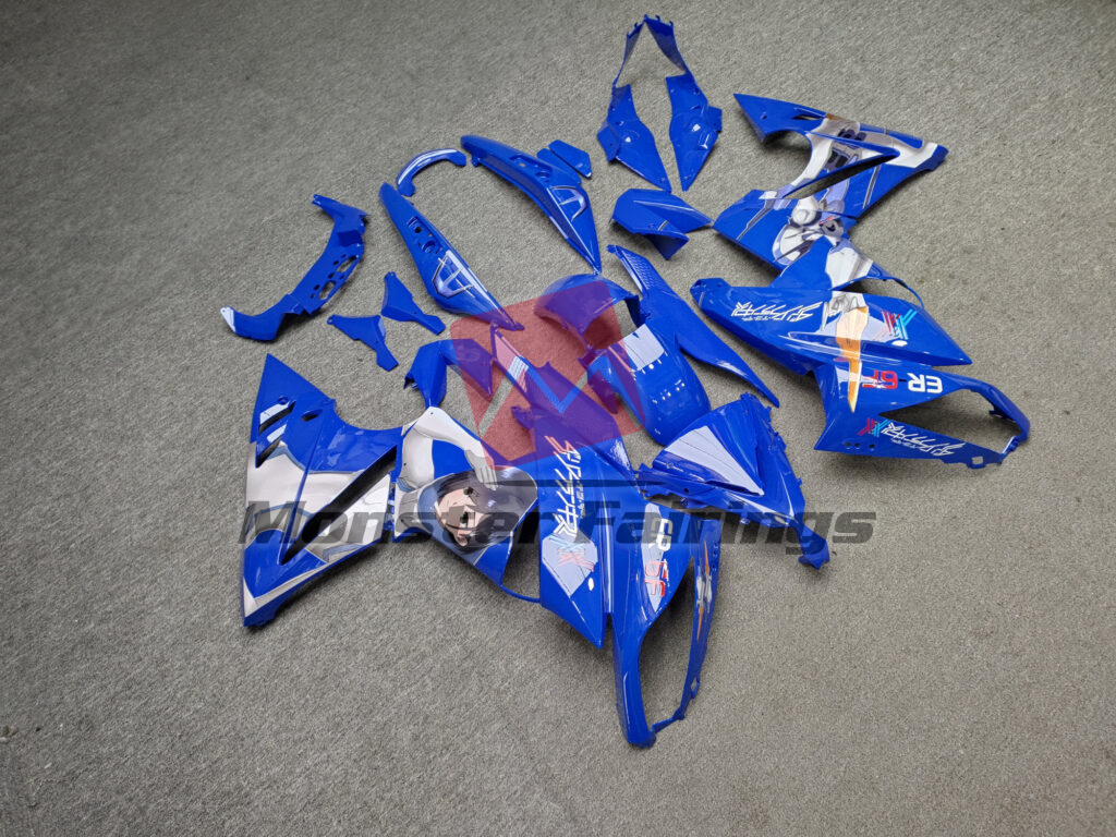 Kawasaki Ninja 650R custom ABS fairings 2009 - 2011 in Gloss Royal Blue Anime - durable replacement kit, Monster Fairings