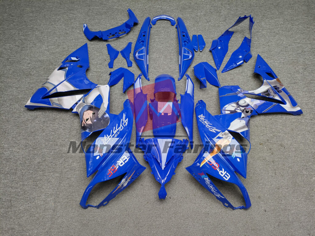 Kawasaki Ninja 650R 2009 - 2011 Gloss Royal Blue Anime ABS fairings - custom motorcycle bodywork kit by Monster Fairings
